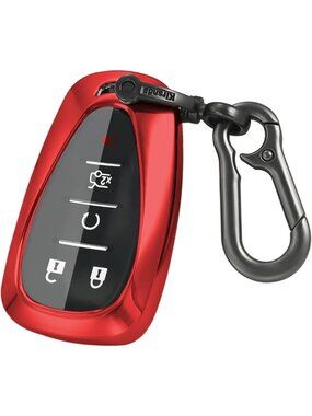 Soft TPU Key Fob Cover with Keychain - 360 Protection for Chevy Models - Red